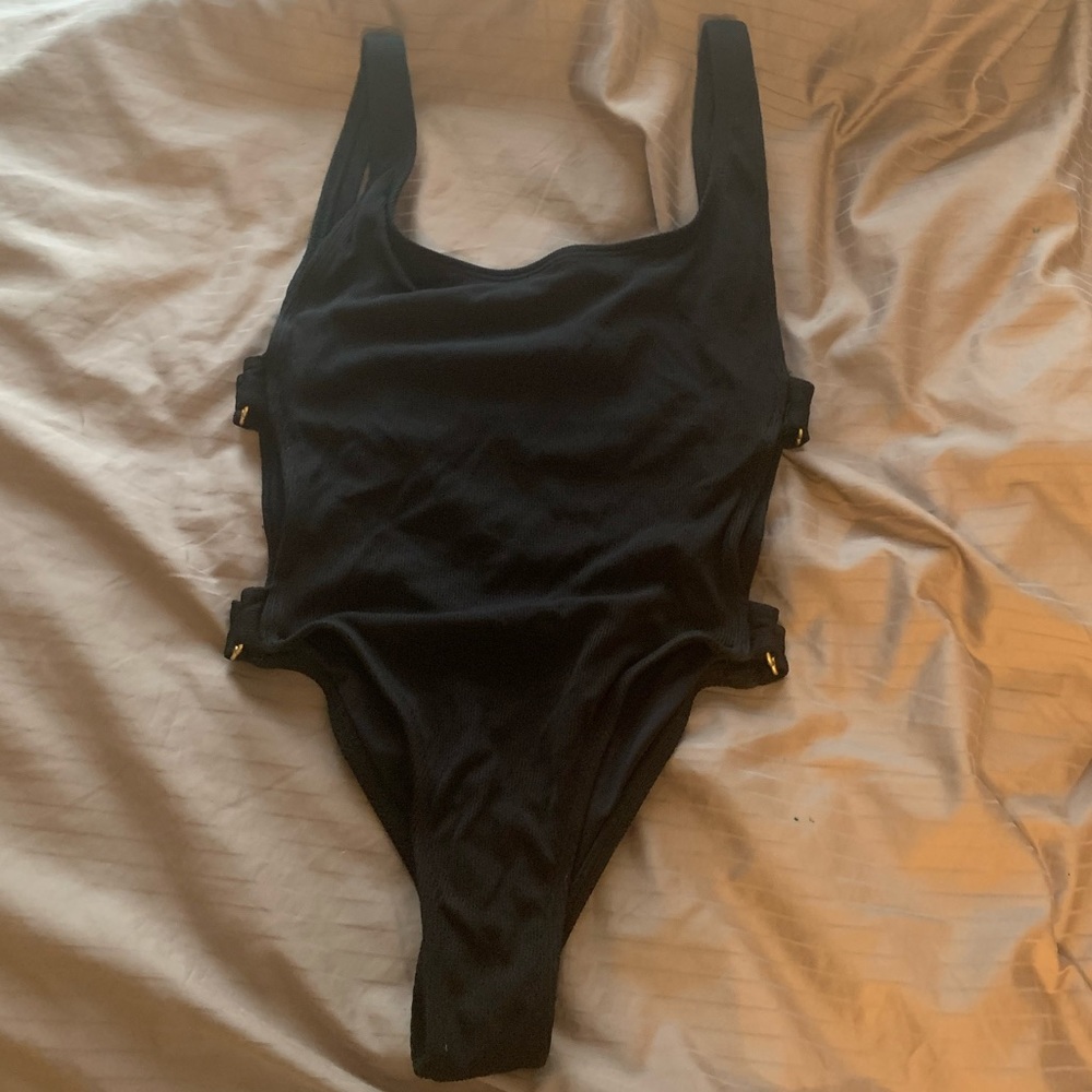 L Space black one piece bathing suit